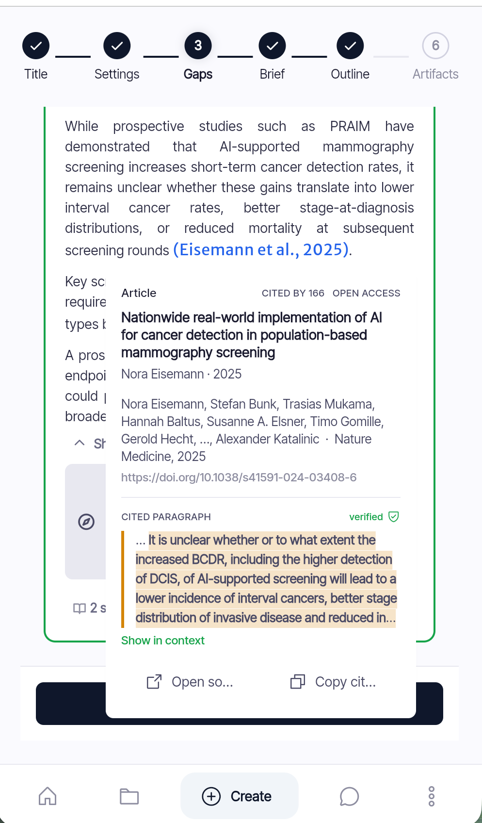 Relumir tracing a written claim back to its verified source