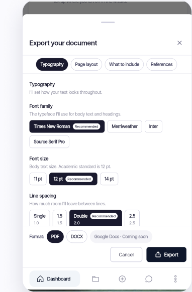 Export, formatted — Relumir app view